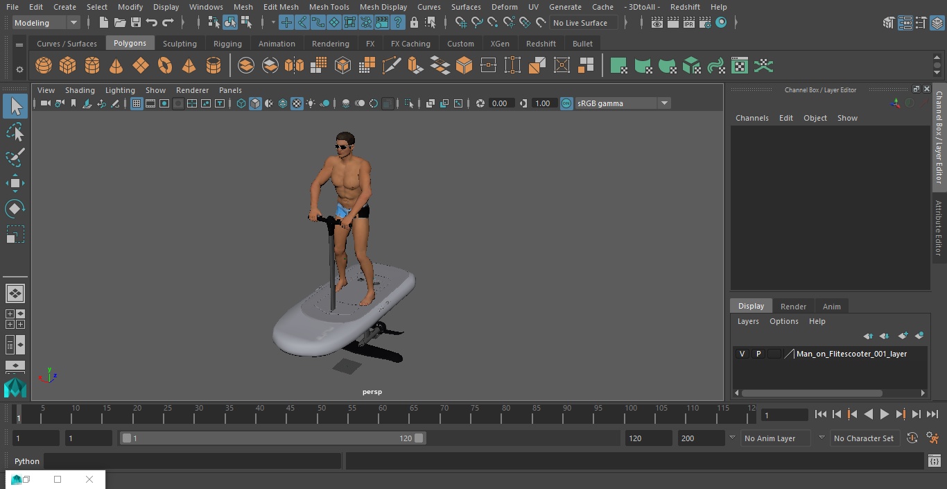 Man on Flitescooter 3D model