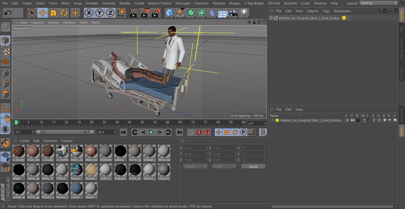 3D Patient on Hospital Bed 2 and Doctor