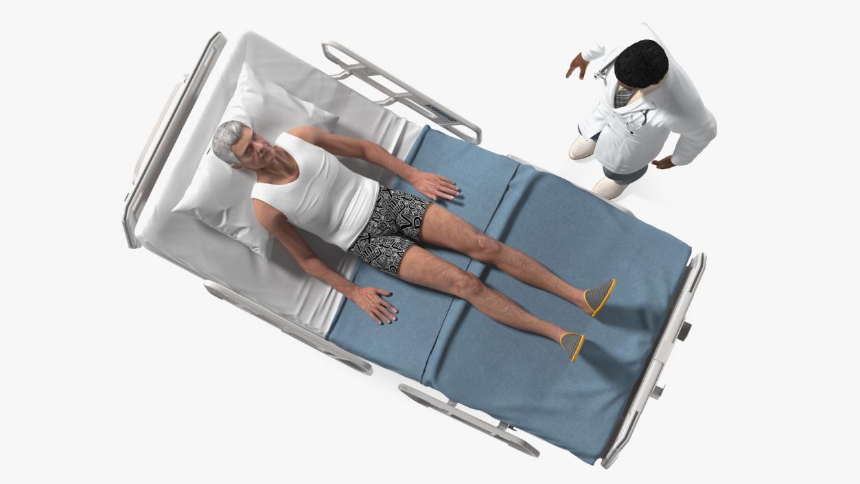 3D Patient on Hospital Bed 2 and Doctor