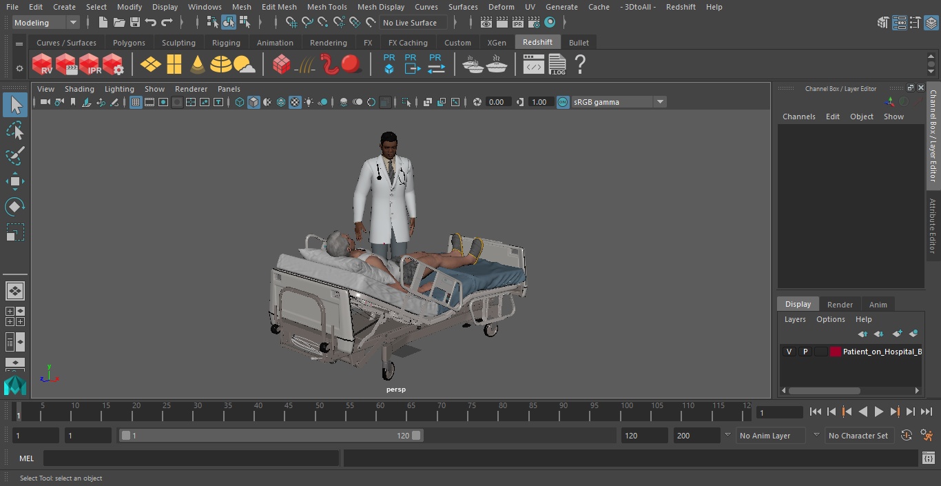 3D Patient on Hospital Bed 2 and Doctor