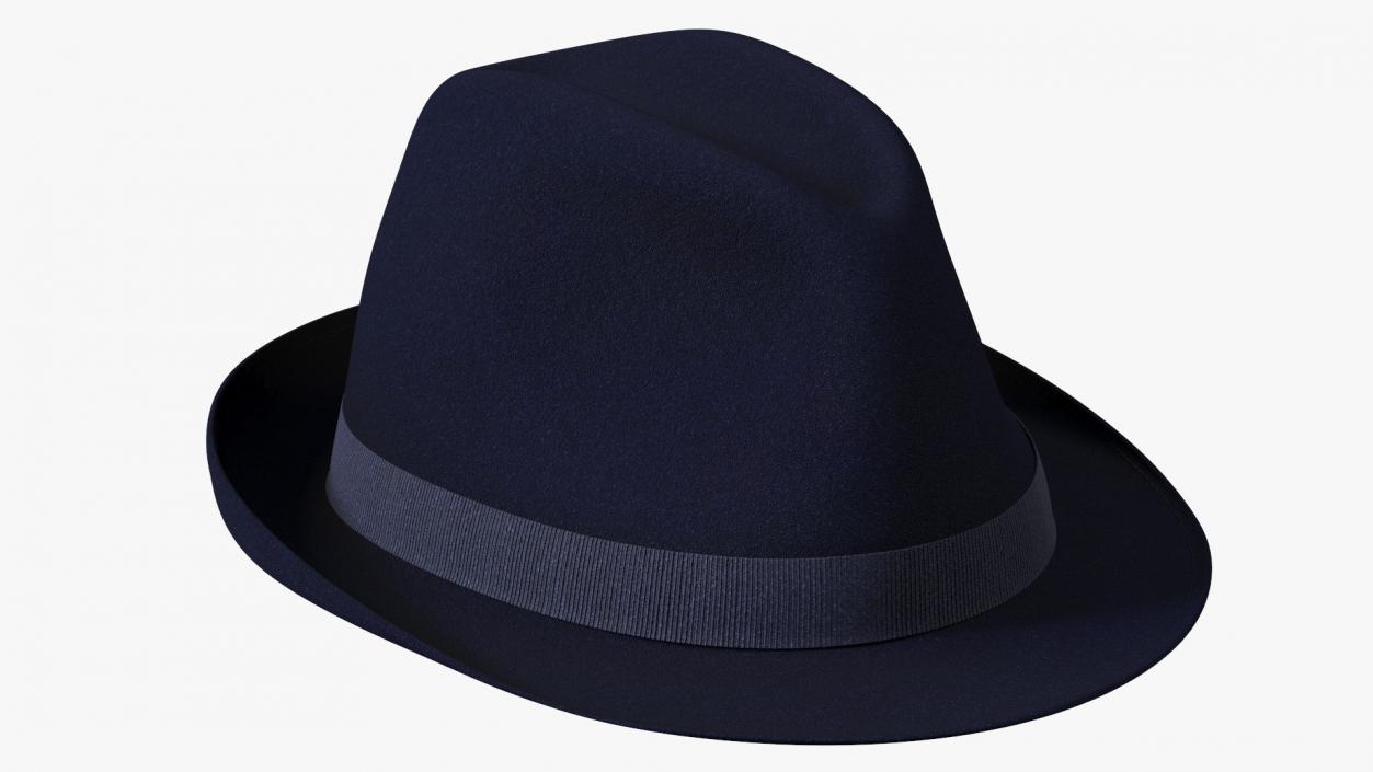 3D Royal Blue Fedora With Feathers