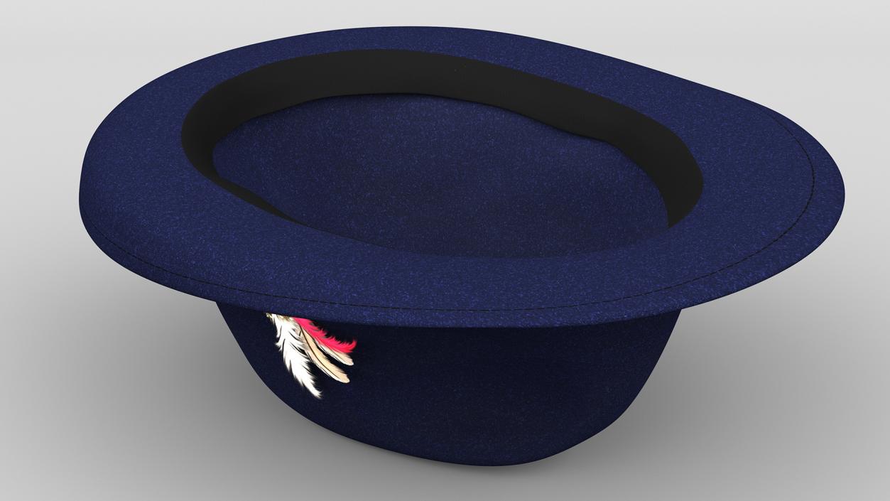 3D Royal Blue Fedora With Feathers