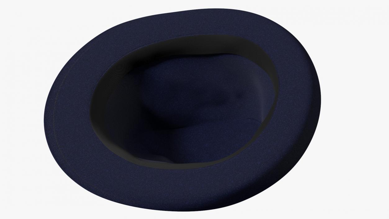 3D Royal Blue Fedora With Feathers