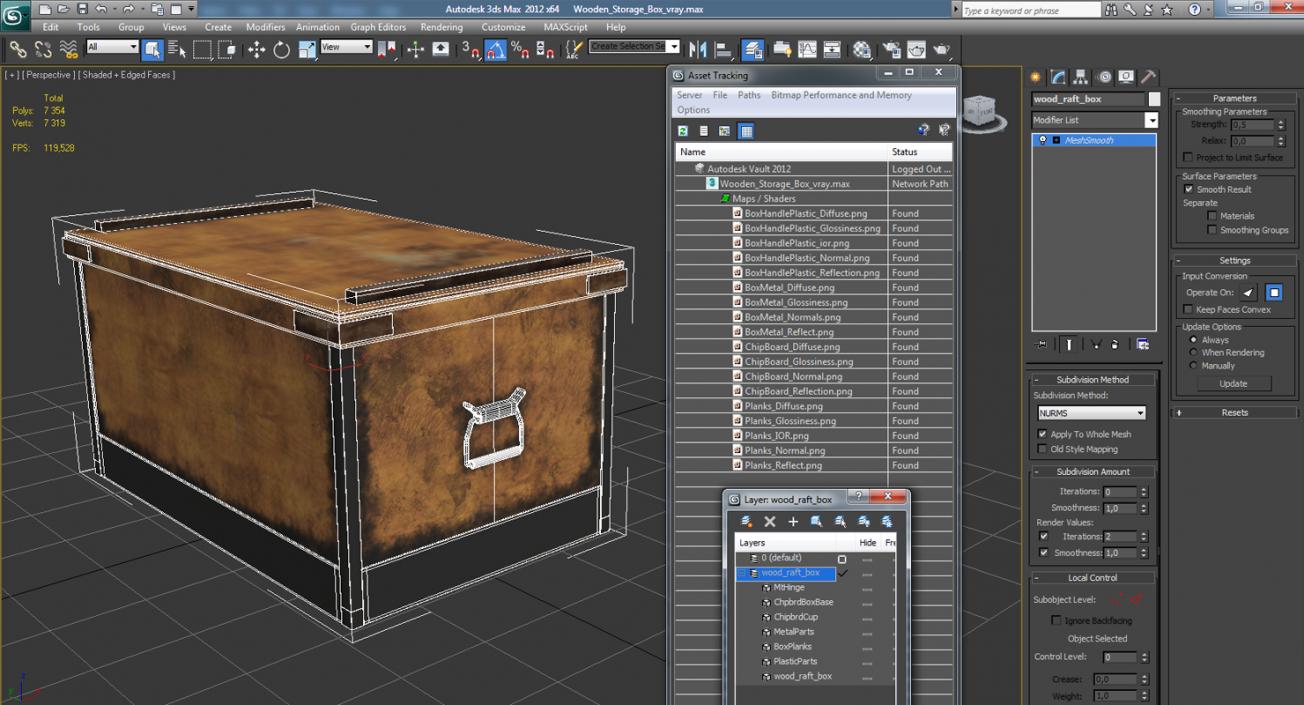 3D Wooden Storage Box model