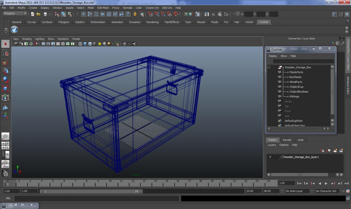 3D Wooden Storage Box model