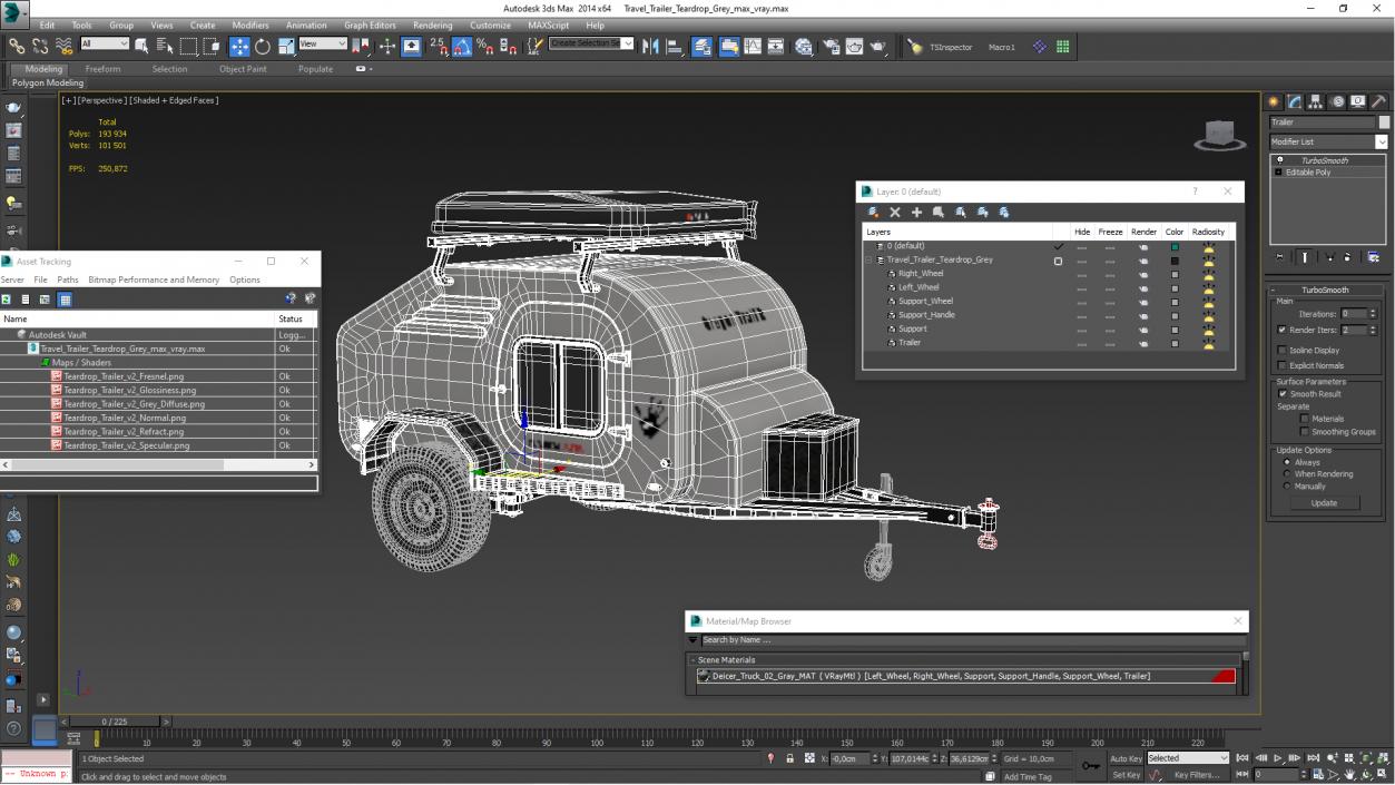 3D Travel Trailer Teardrop Grey model