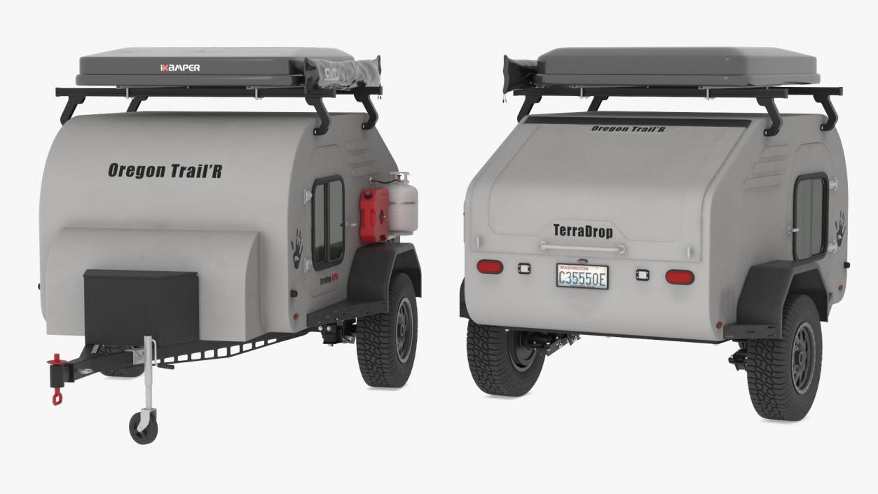 3D Travel Trailer Teardrop Grey model