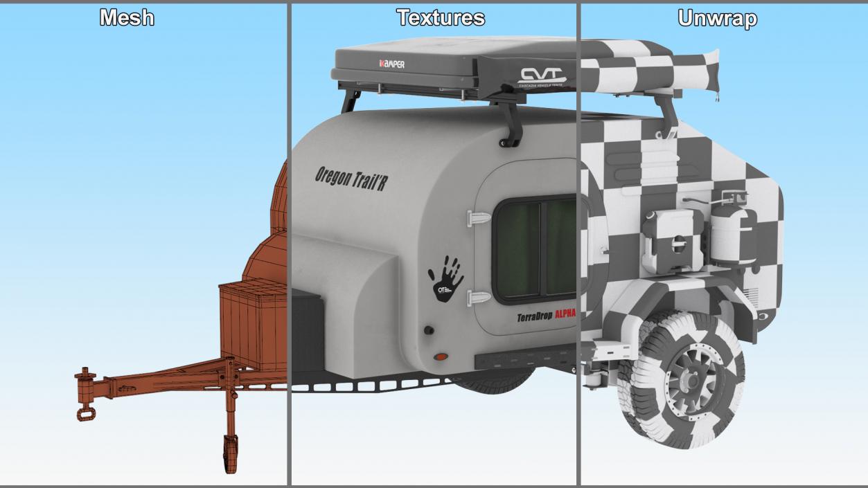 3D Travel Trailer Teardrop Grey model