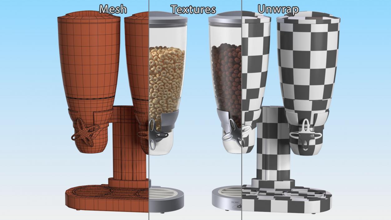 3D Dual Food IDM Dispensers with Cereal