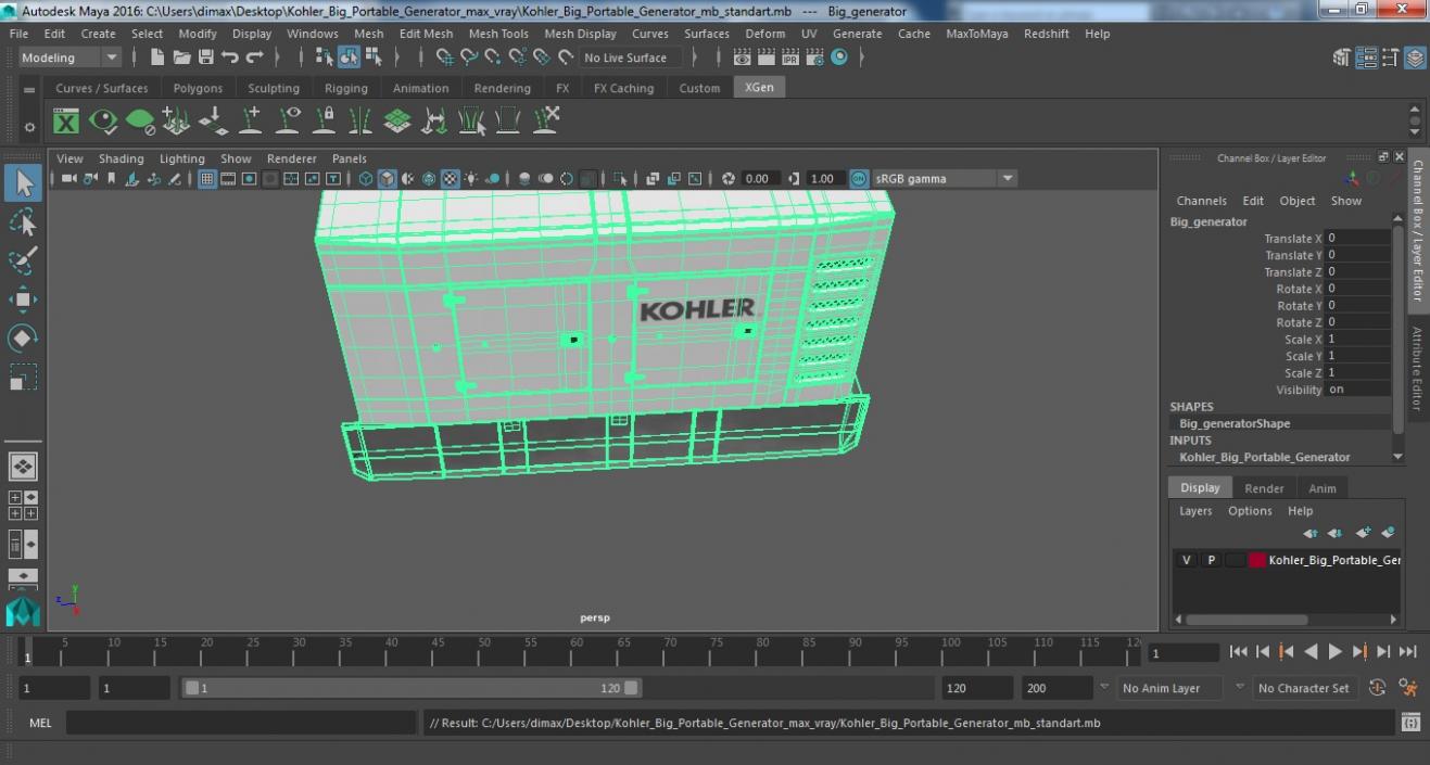 Kohler Big Portable Generator 3D model