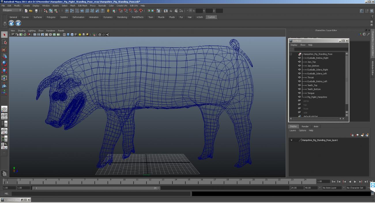 Hampshire Pig Piglet Standing Pose 3D model