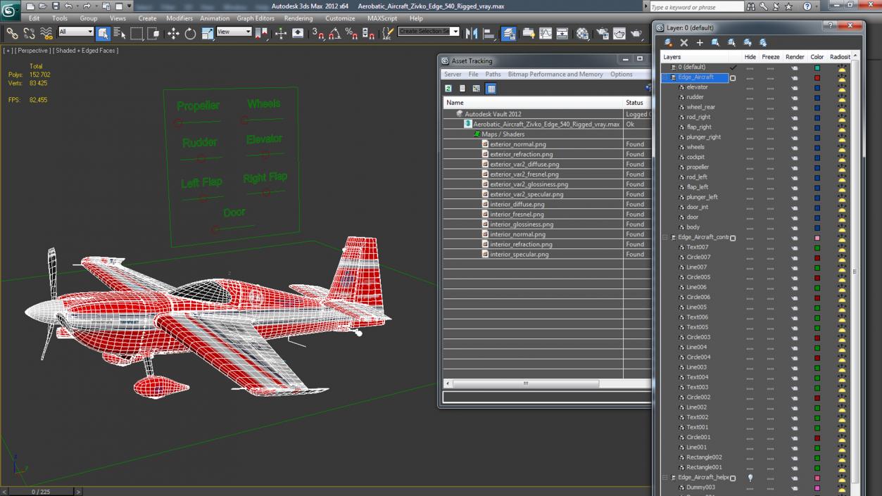 3D model Aerobatic Aircraft Zivko Edge 540 Rigged