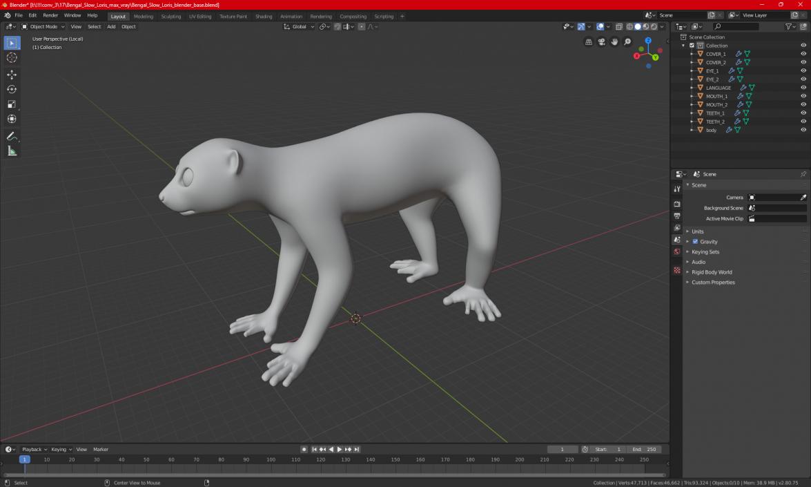 Bengal Slow Loris 3D