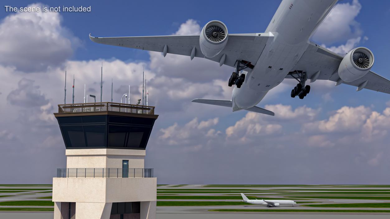 3D Air Force Base Control Tower and Airplane