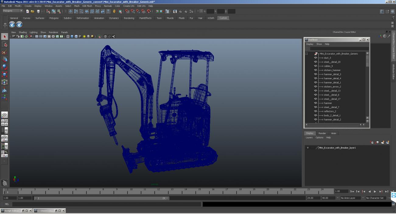 Mini Excavator with Breaker 3D