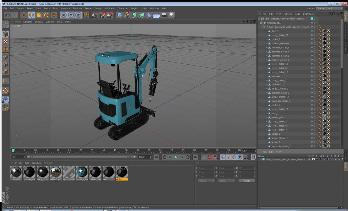 Mini Excavator with Breaker 3D