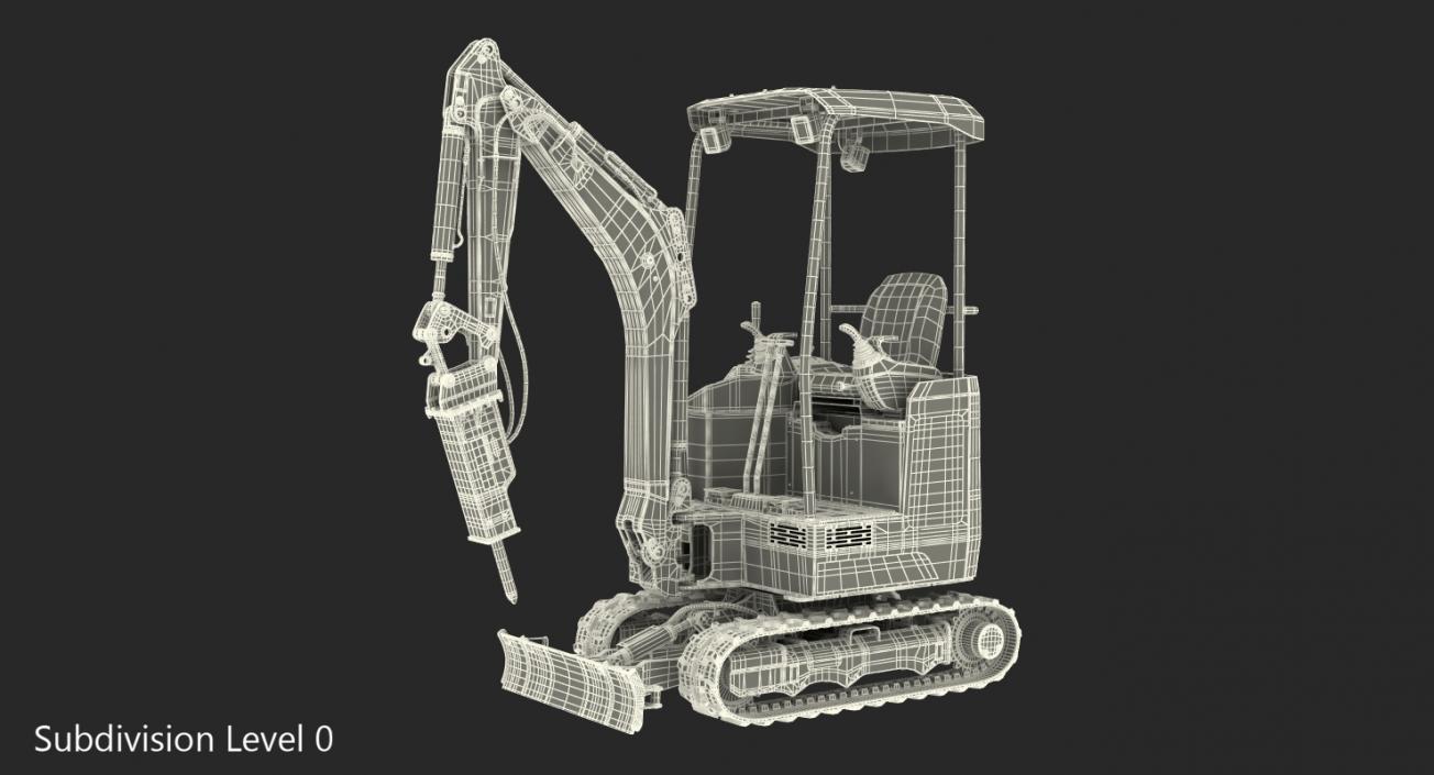 Mini Excavator with Breaker 3D