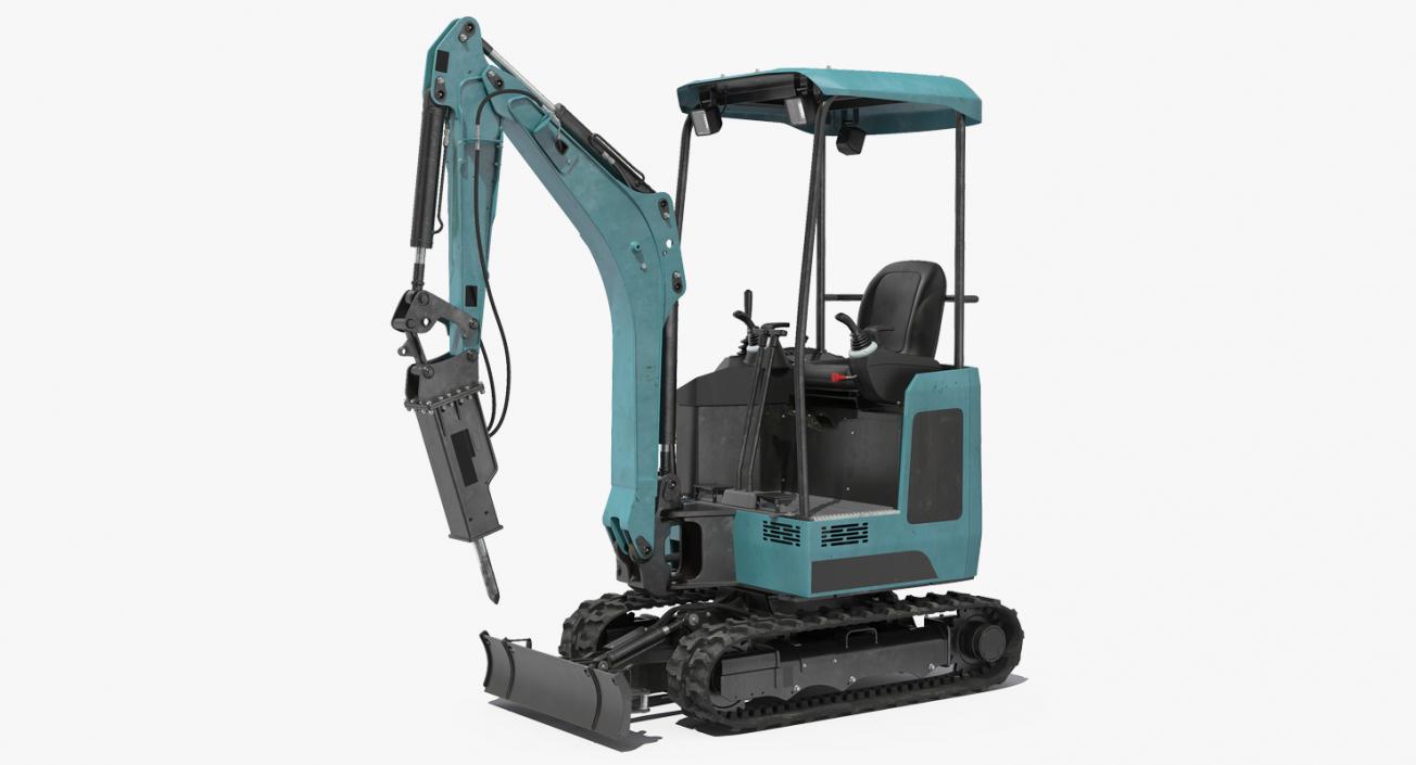 Mini Excavator with Breaker 3D