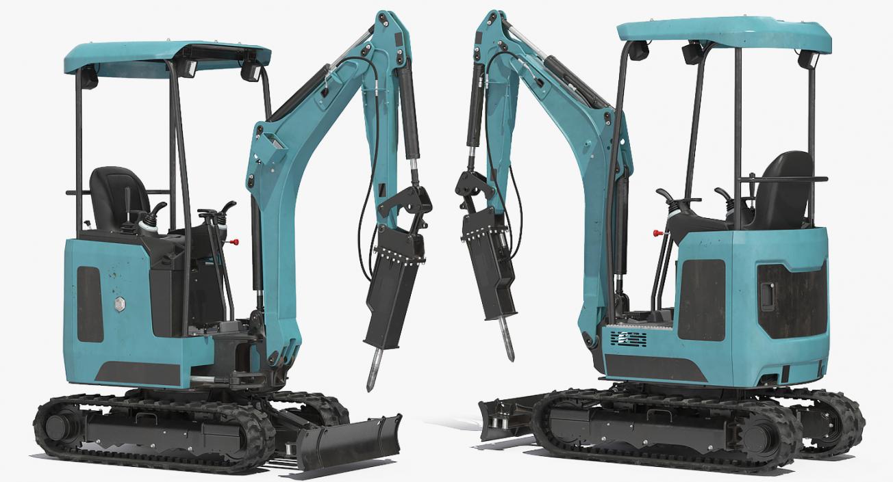 Mini Excavator with Breaker 3D