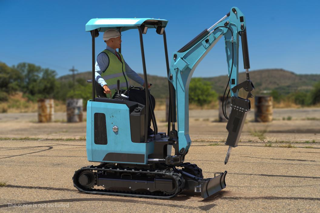 Mini Excavator with Breaker 3D