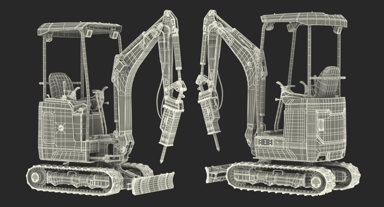 Mini Excavator with Breaker 3D