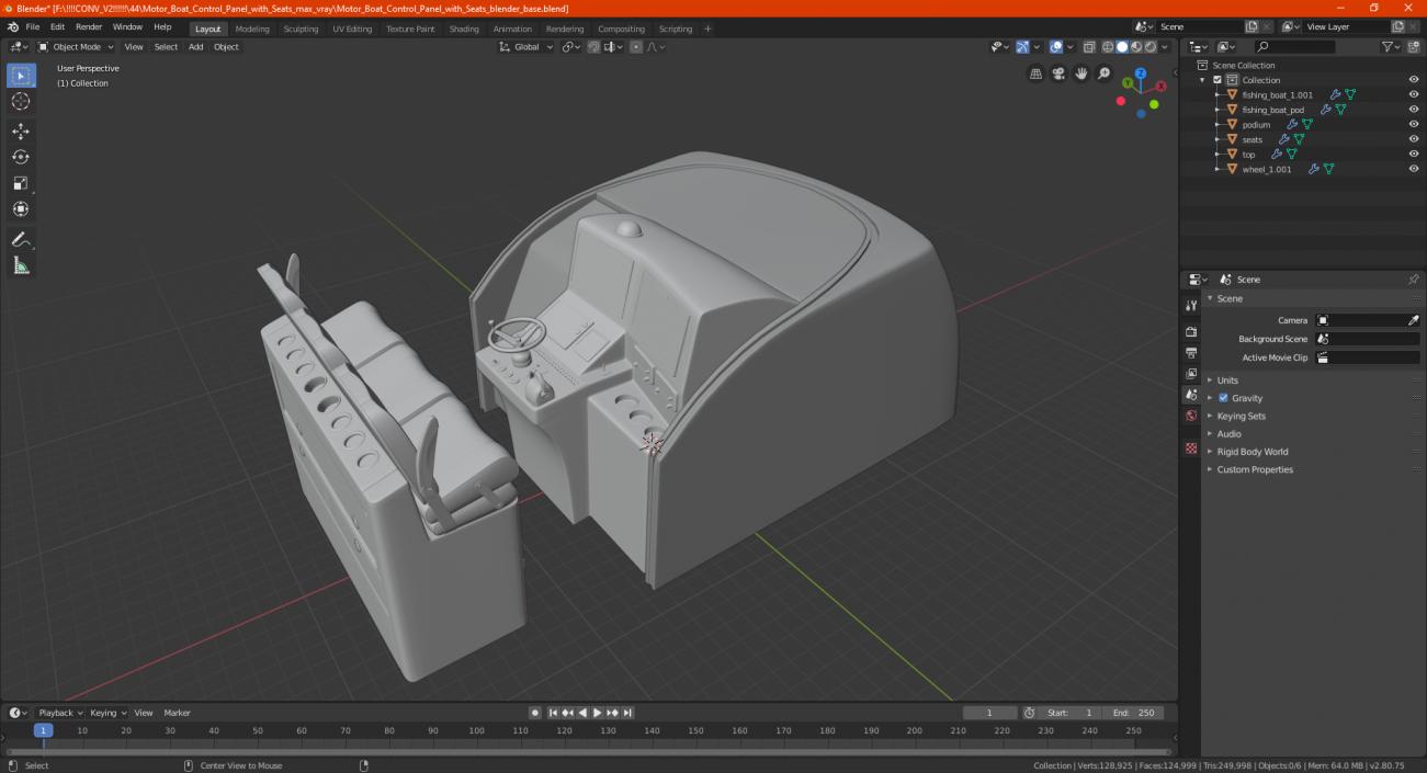 3D model Motor Boat Control Panel with Seats