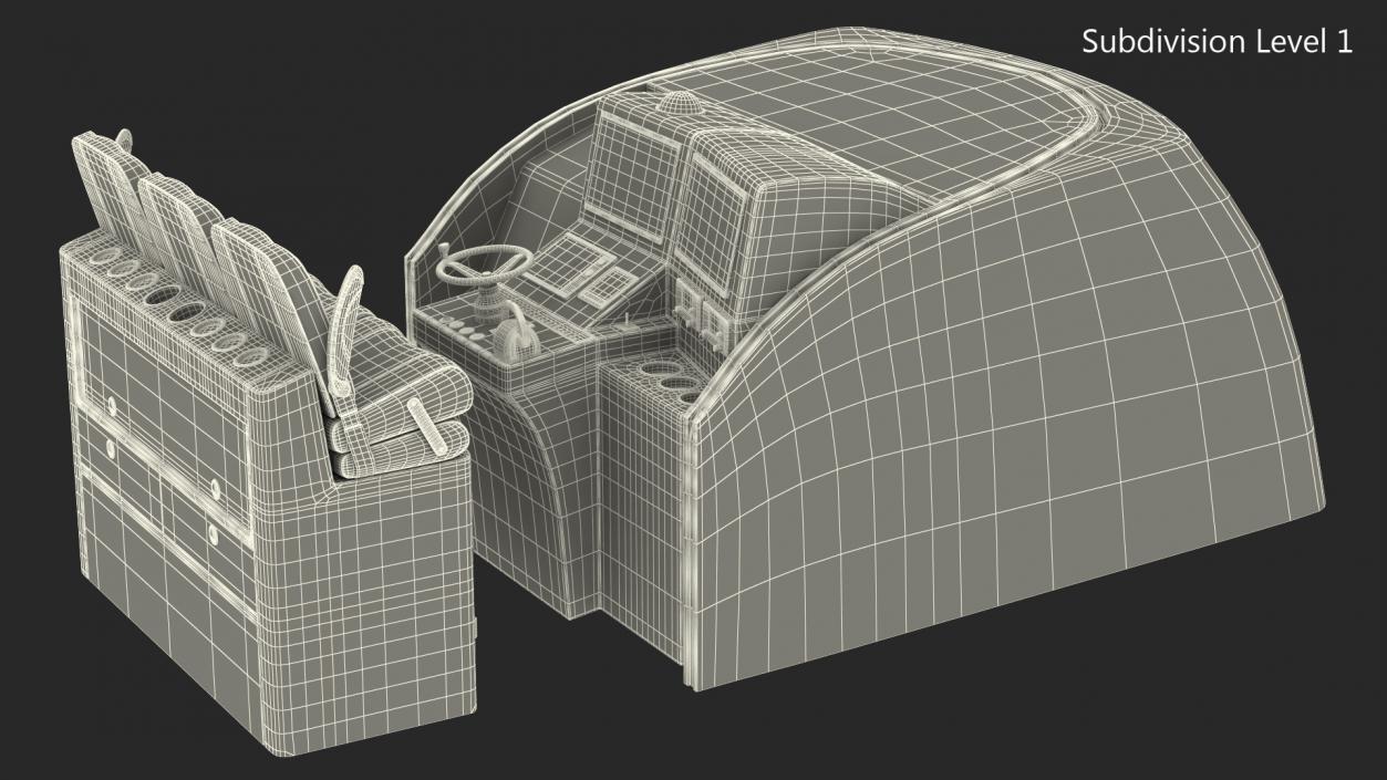 3D model Motor Boat Control Panel with Seats