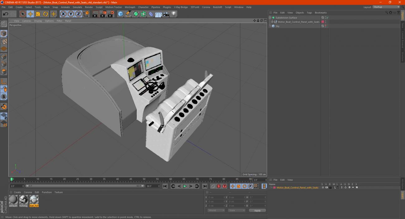 3D model Motor Boat Control Panel with Seats