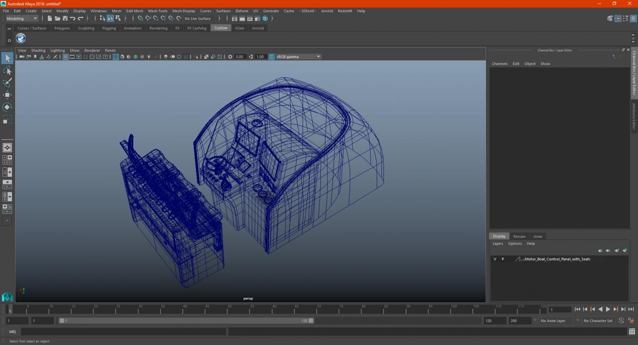 3D model Motor Boat Control Panel with Seats