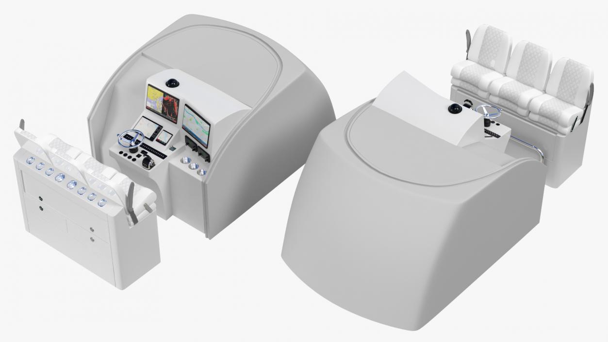 3D model Motor Boat Control Panel with Seats