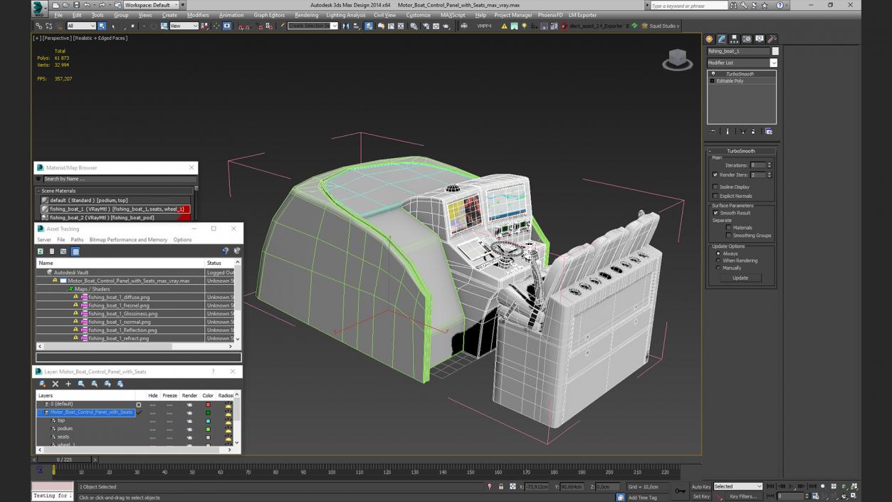 3D model Motor Boat Control Panel with Seats