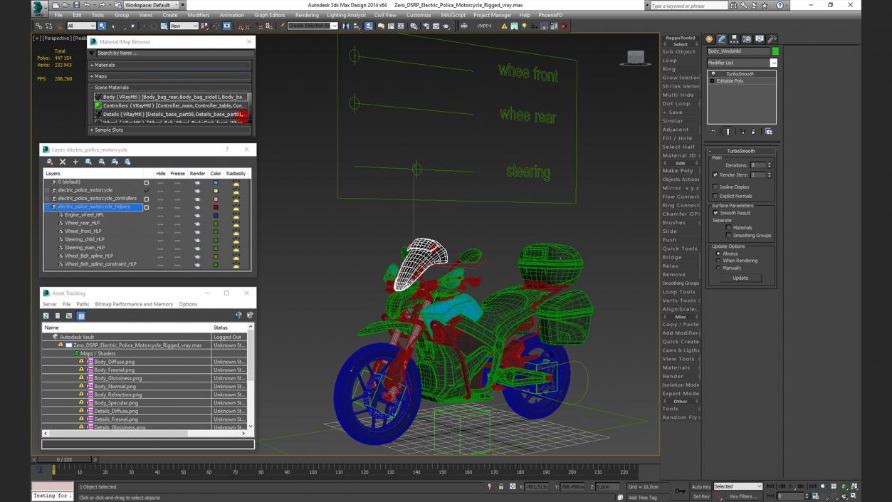 3D Electric Police Motorcycle Rigged model