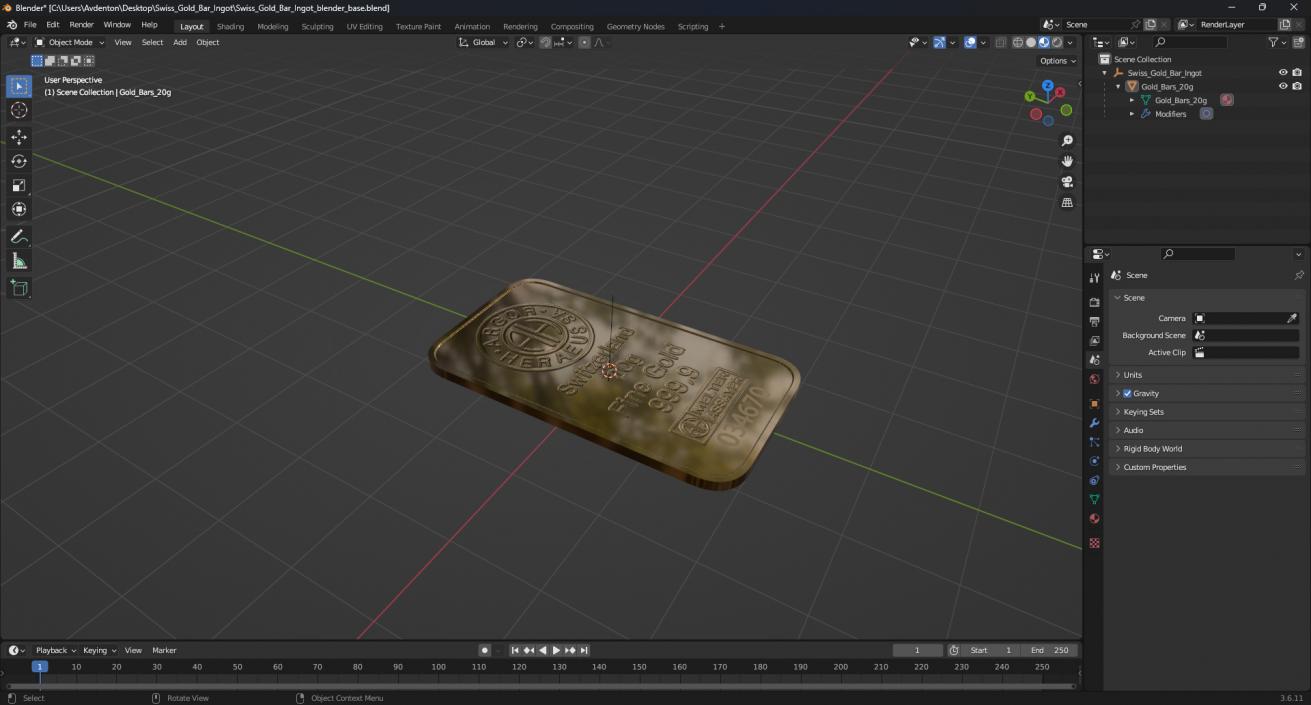 3D model Swiss Gold Bar Ingot