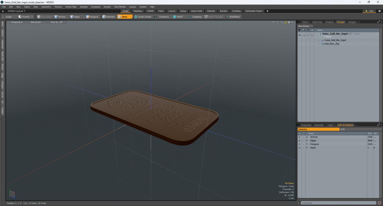 3D model Swiss Gold Bar Ingot