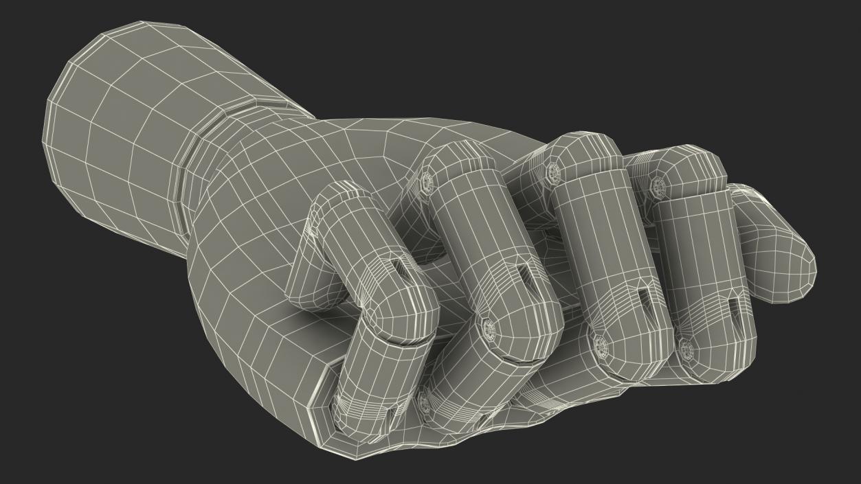 3D model Hand with Posable Fingers Dark Wood Fist Pose