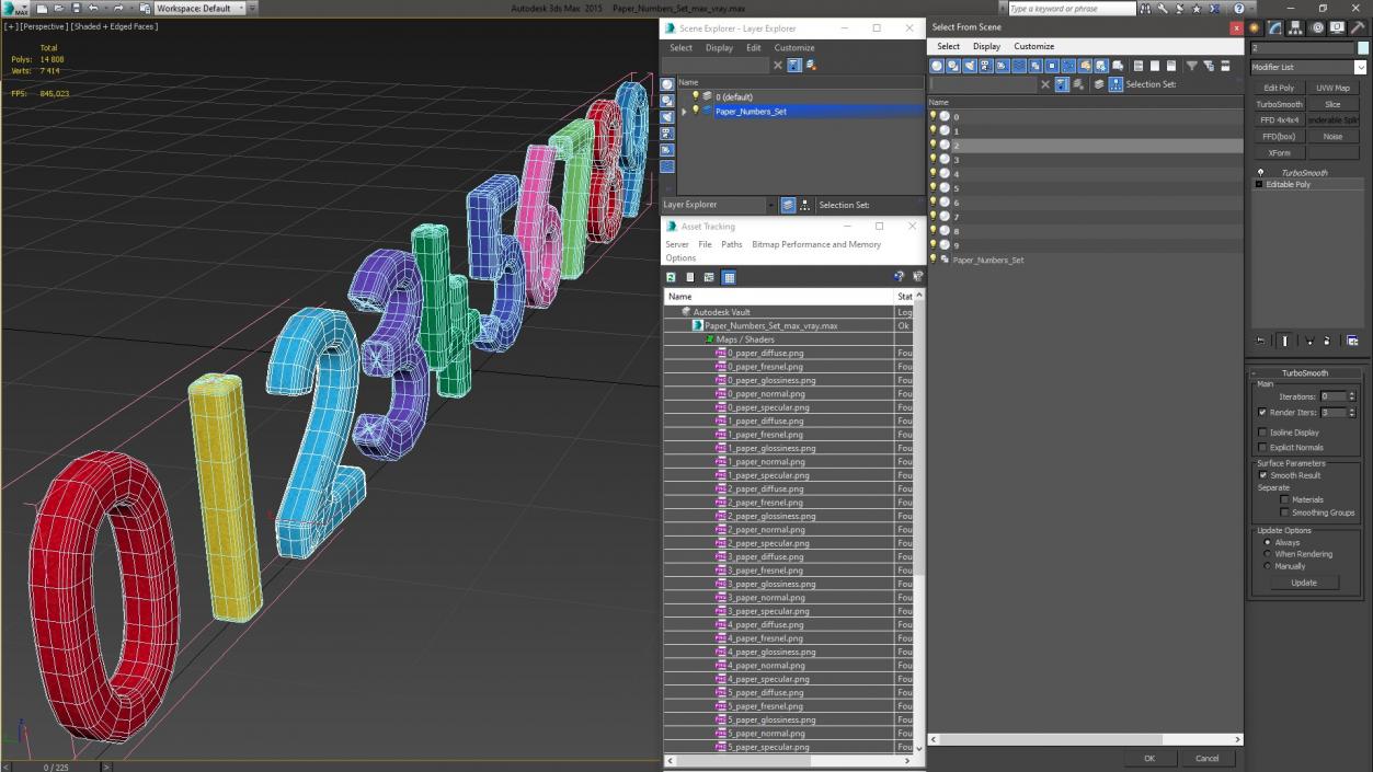 Paper Numbers Set 3D