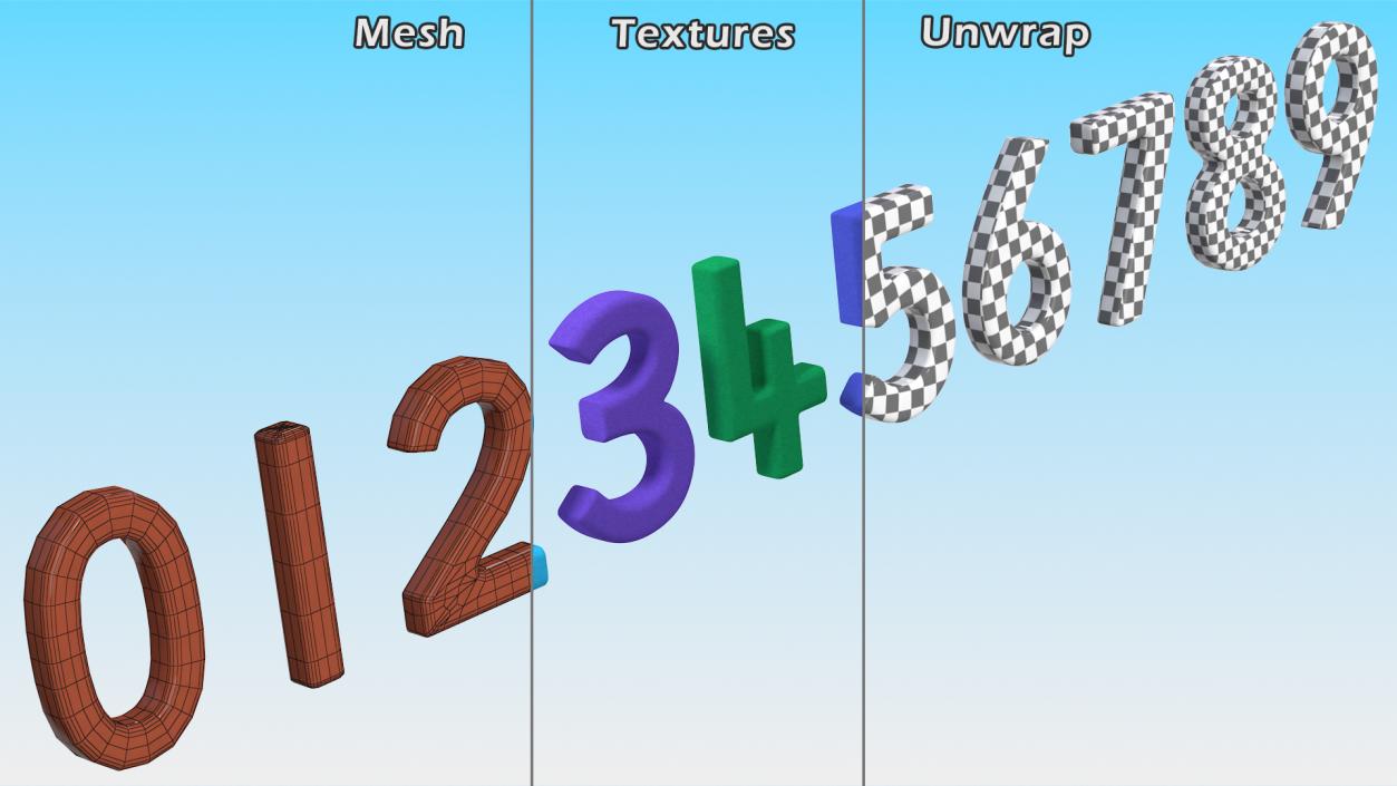 Paper Numbers Set 3D