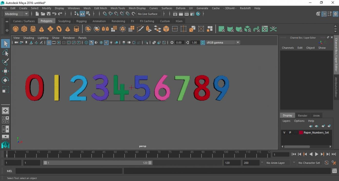 Paper Numbers Set 3D