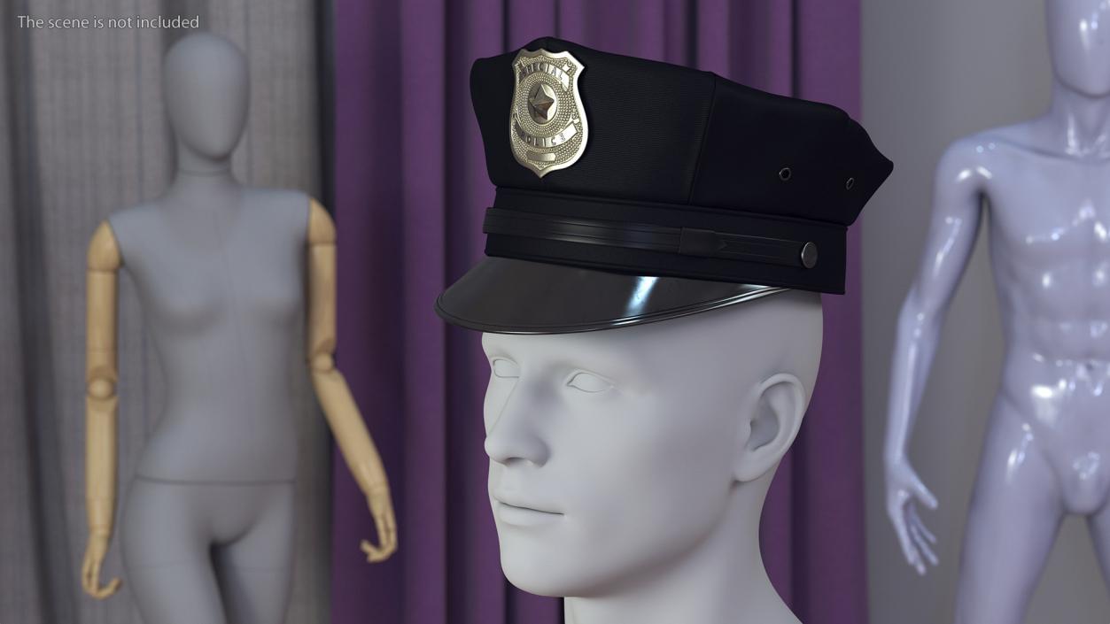 Police Officer Cap with Badge 3D model