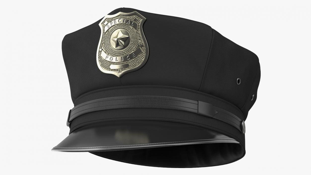 Police Officer Cap with Badge 3D model