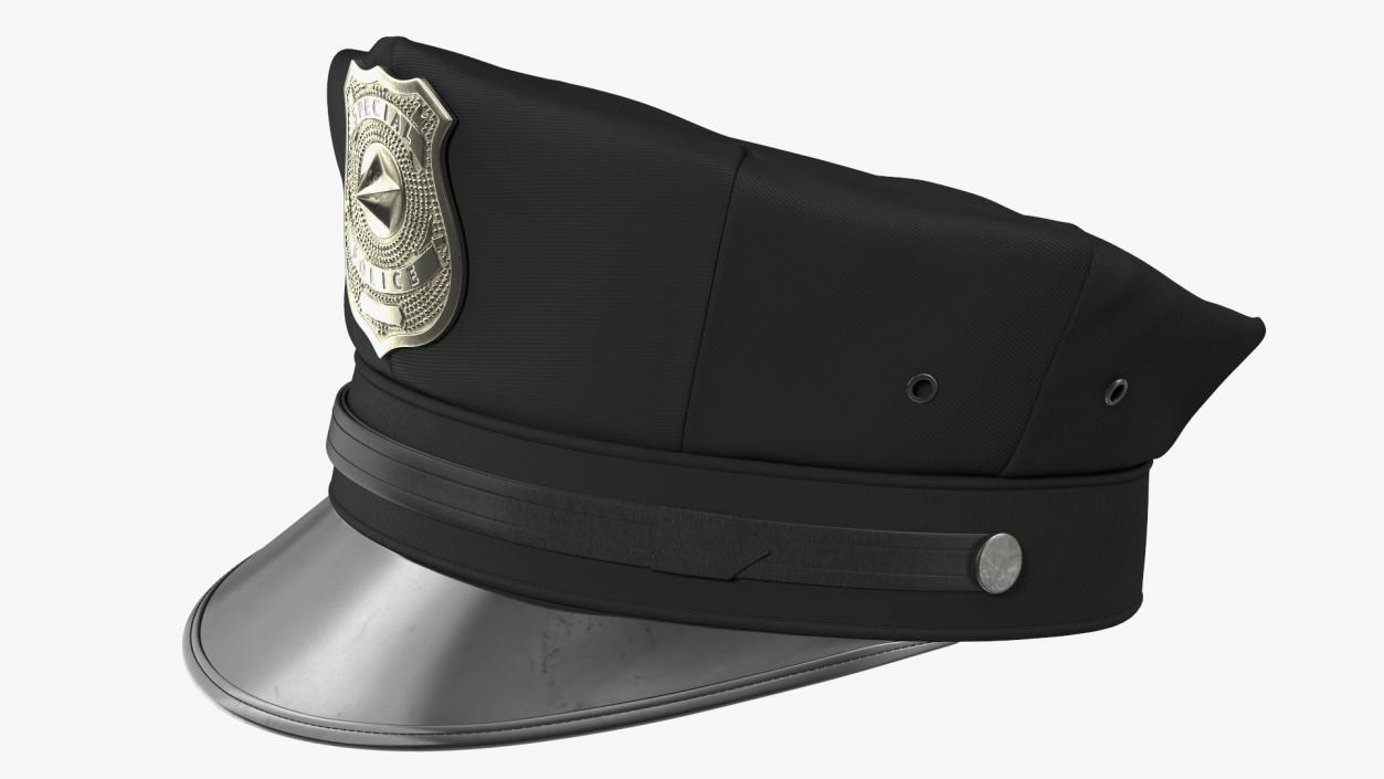 Police Officer Cap with Badge 3D model