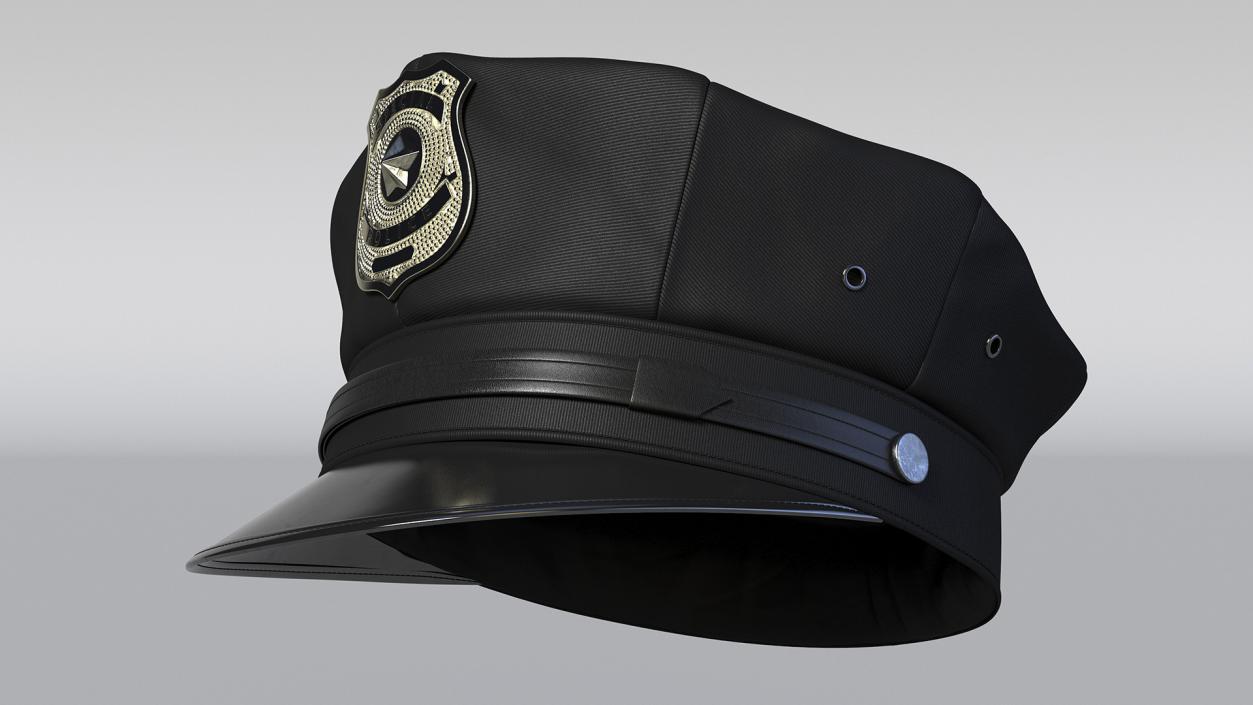 Police Officer Cap with Badge 3D model