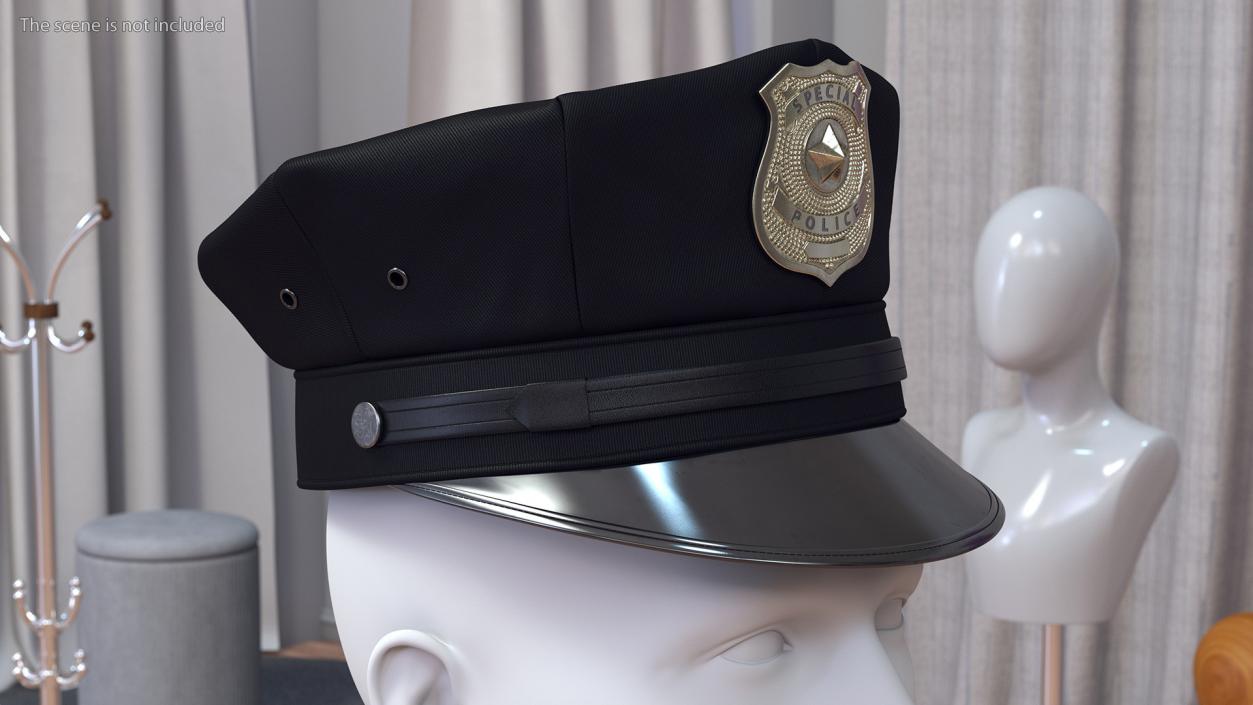 Police Officer Cap with Badge 3D model