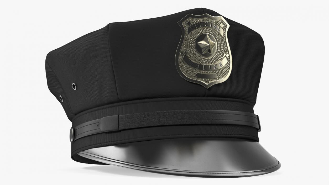 Police Officer Cap with Badge 3D model