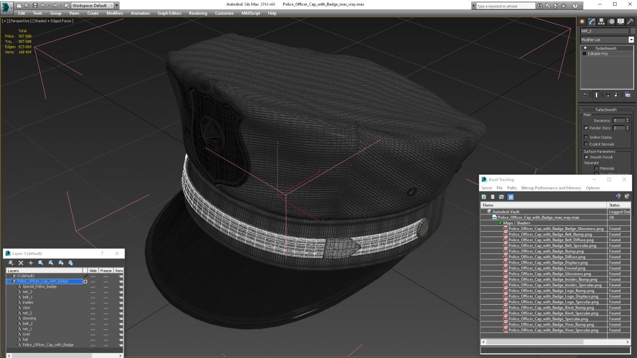 Police Officer Cap with Badge 3D model