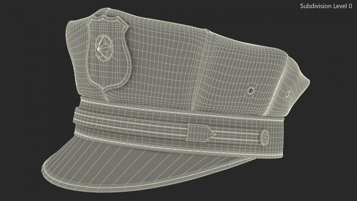 Police Officer Cap with Badge 3D model