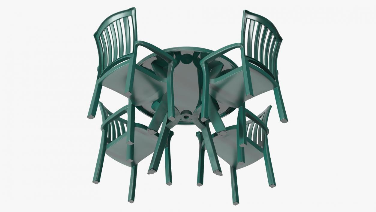 3D Green Outdoor Gazebo Tent with Plastic Furniture model