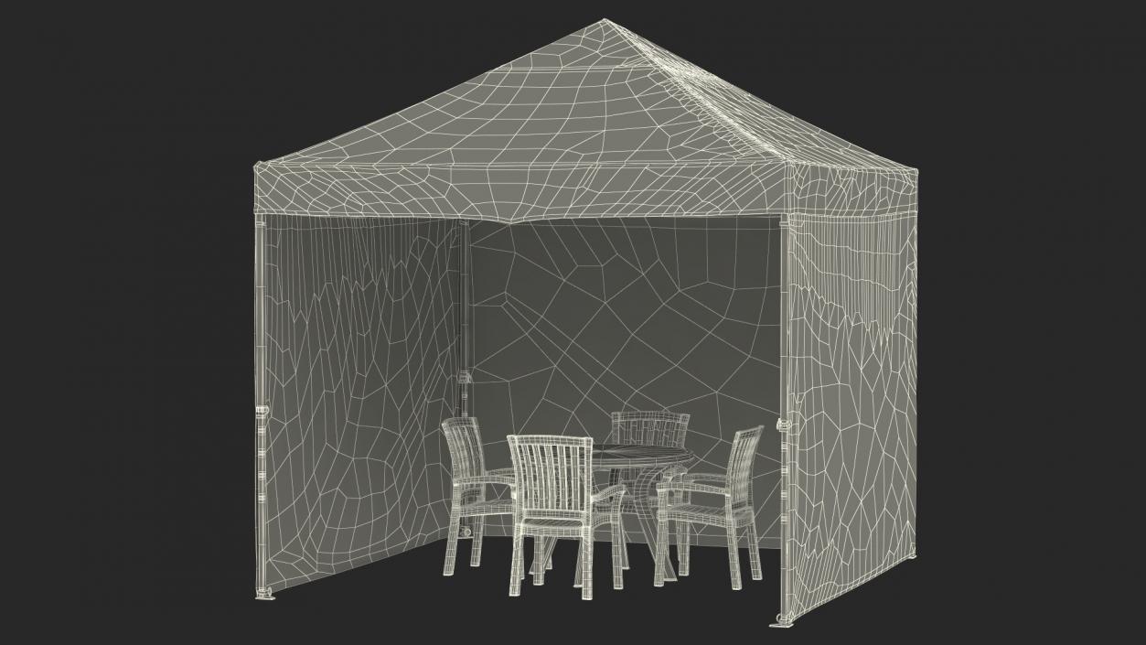 3D Green Outdoor Gazebo Tent with Plastic Furniture model