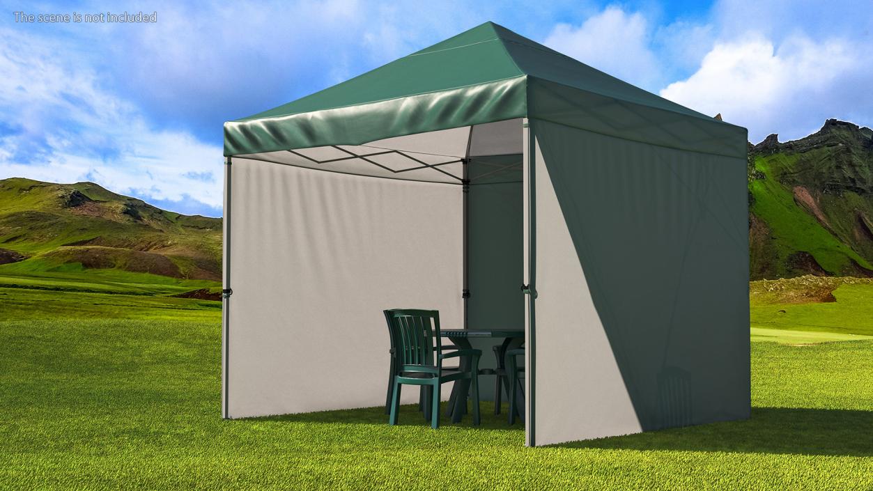 3D Green Outdoor Gazebo Tent with Plastic Furniture model