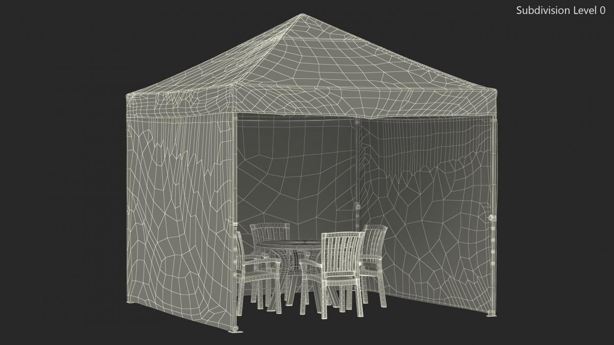 3D Green Outdoor Gazebo Tent with Plastic Furniture model